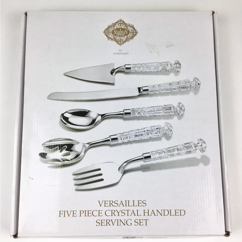 Versailles 5 Pieces Crystal Handled Servings Set